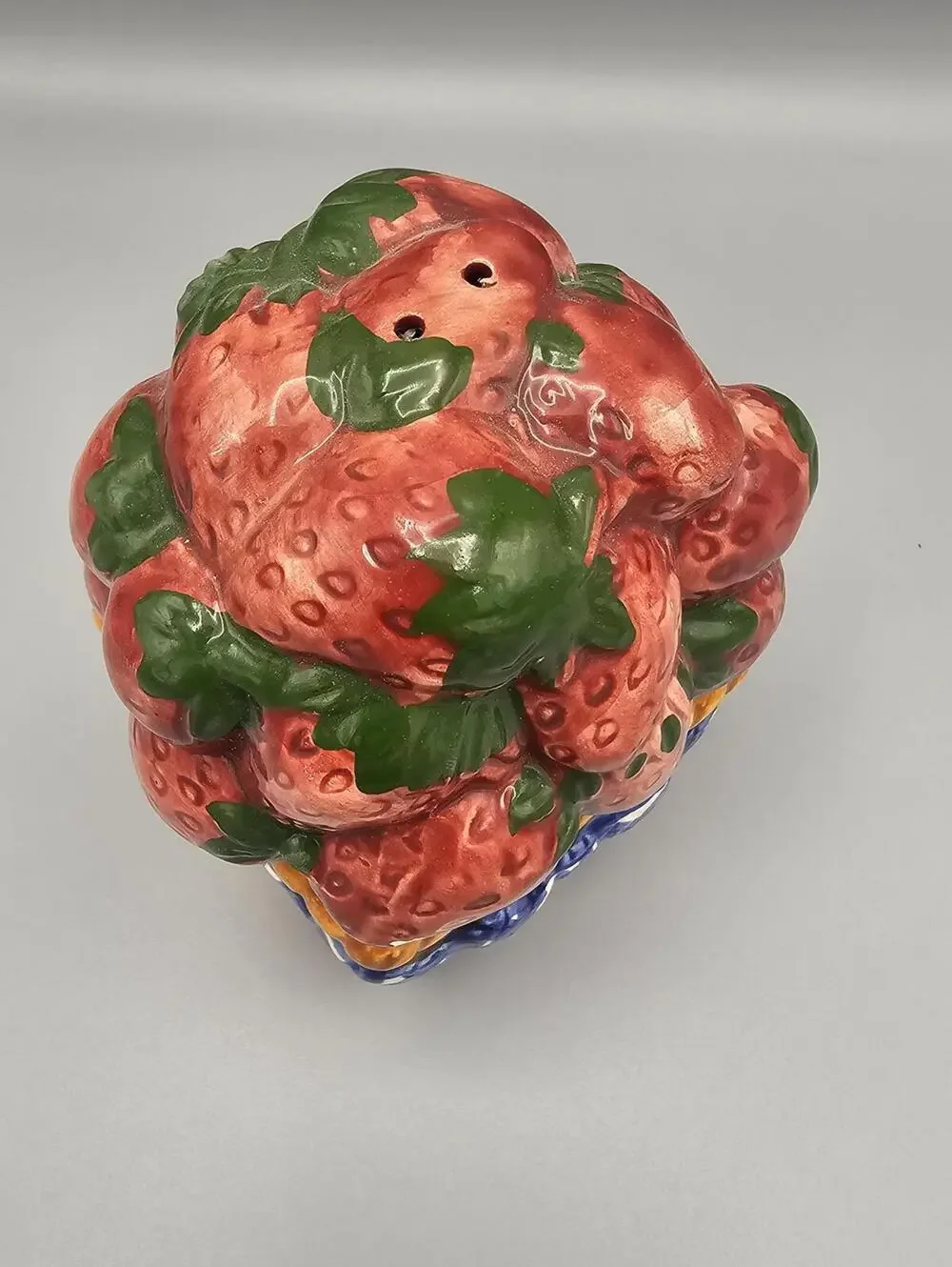 Vintage Ceramic Strawberry Basket salt and pepper shakers